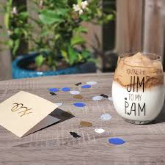 NWT 20oz. Stemless Glass THE OFFICE "You're the Jim to my Pam"🍷 - Picture 2 of 2